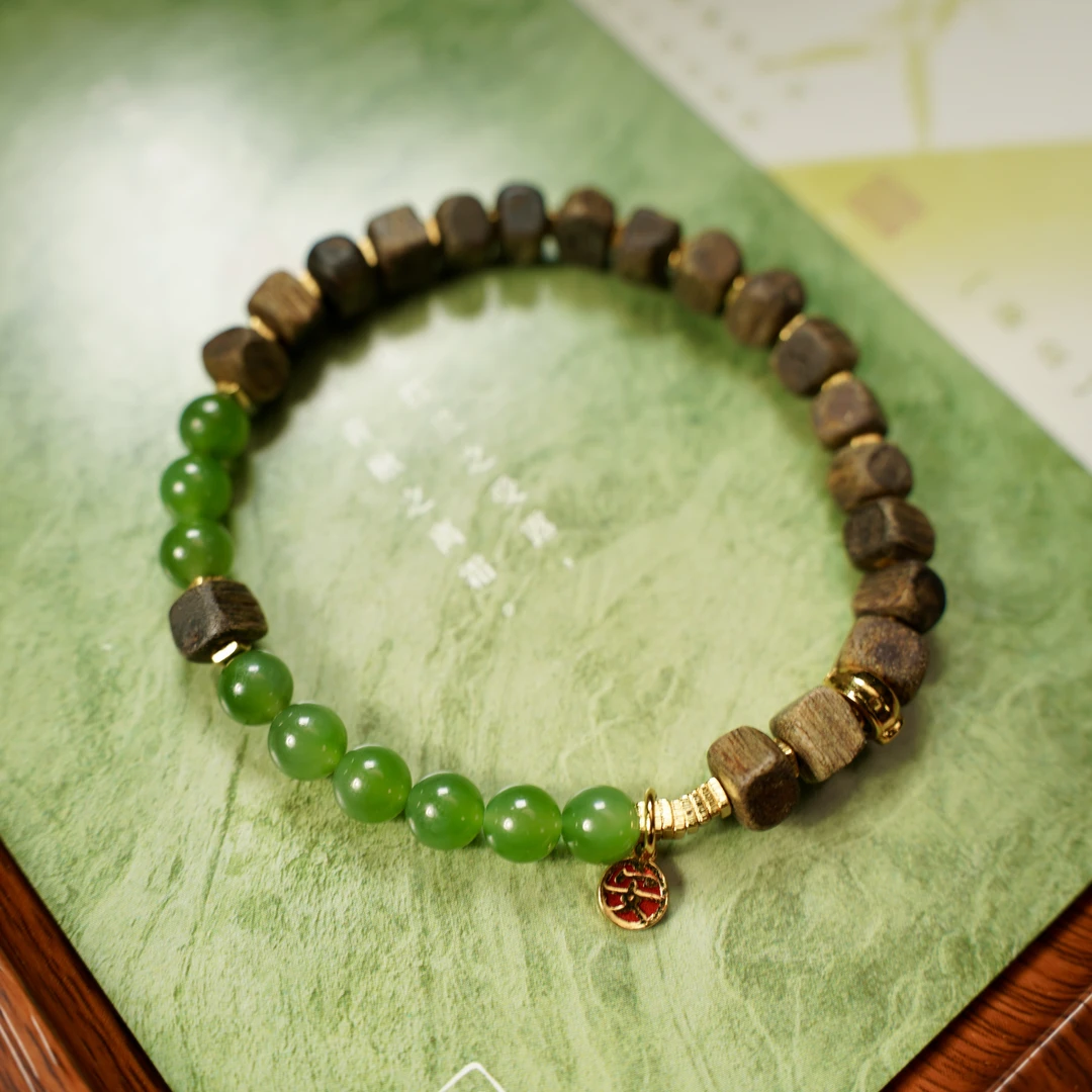 【百年一玉】天然和田玉手串-0587