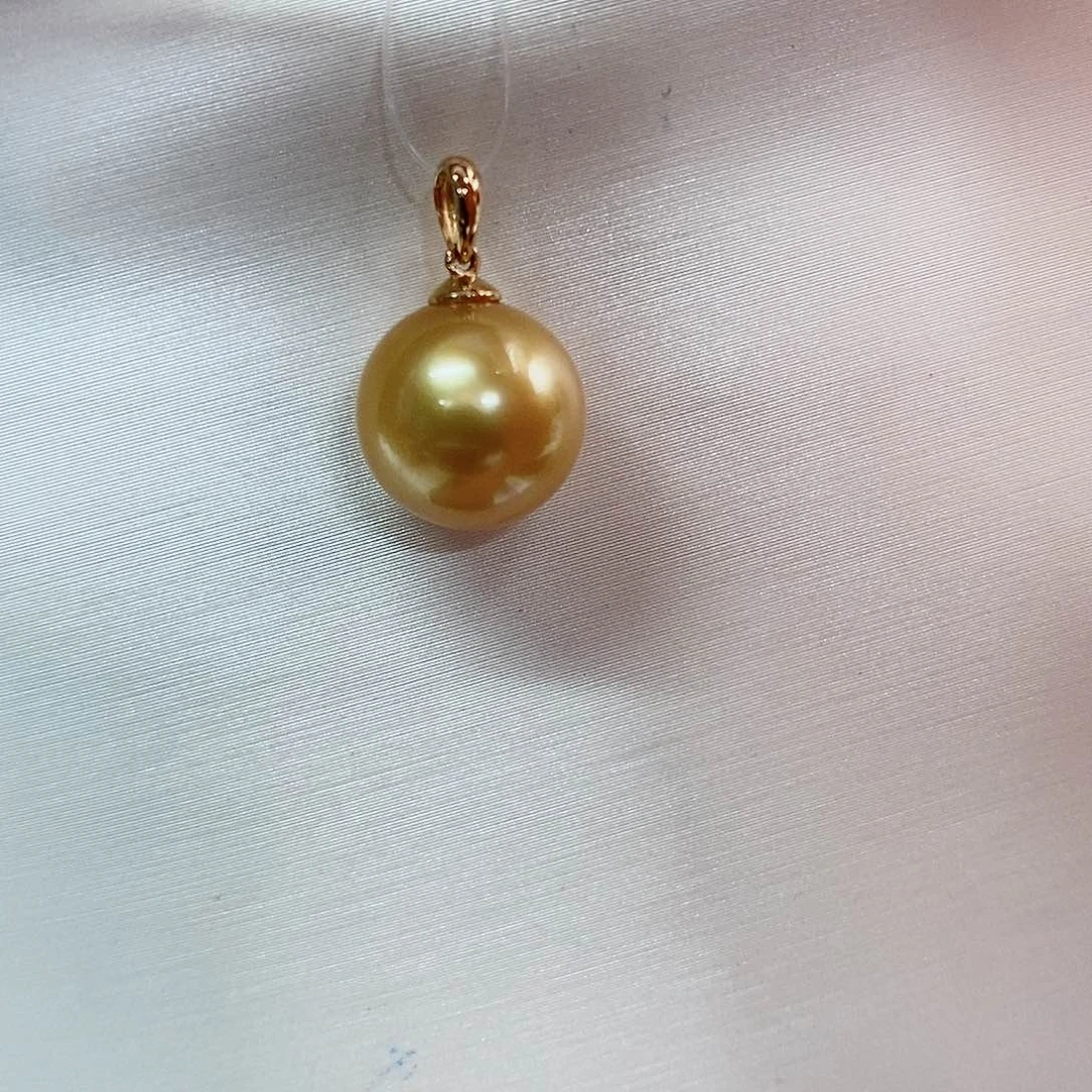 吊坠(不含链)18K金镶嵌海水珍珠10-11