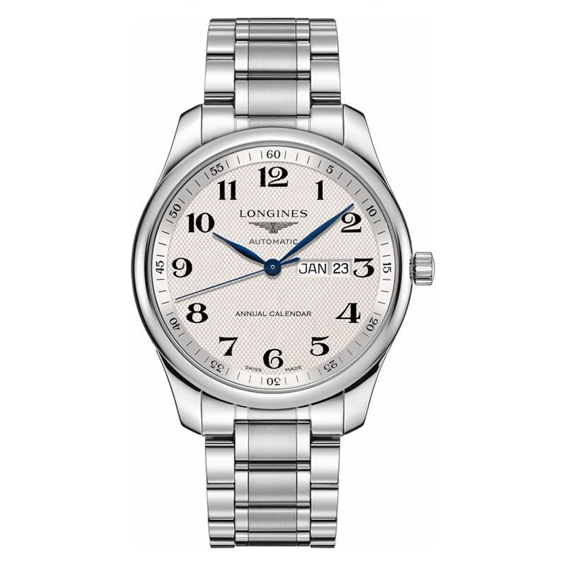 99新 Longines/浪琴 全套名匠系列42mm白盘双历钢带款经典男表