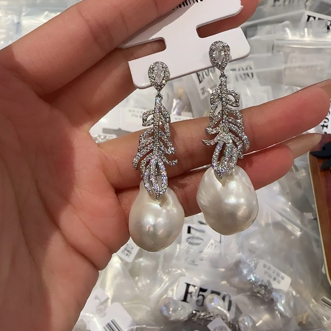 淡水珍珠耳饰合金