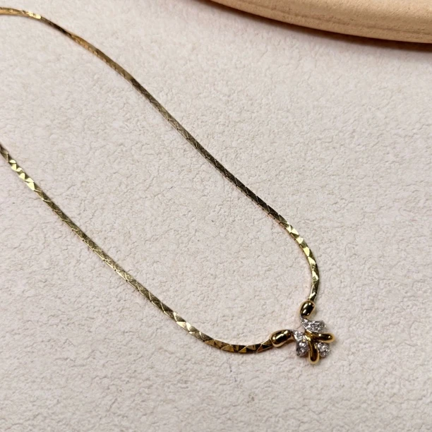 铜合金合成锆石项链 【六六中古】孤品复古项链th6909链长40