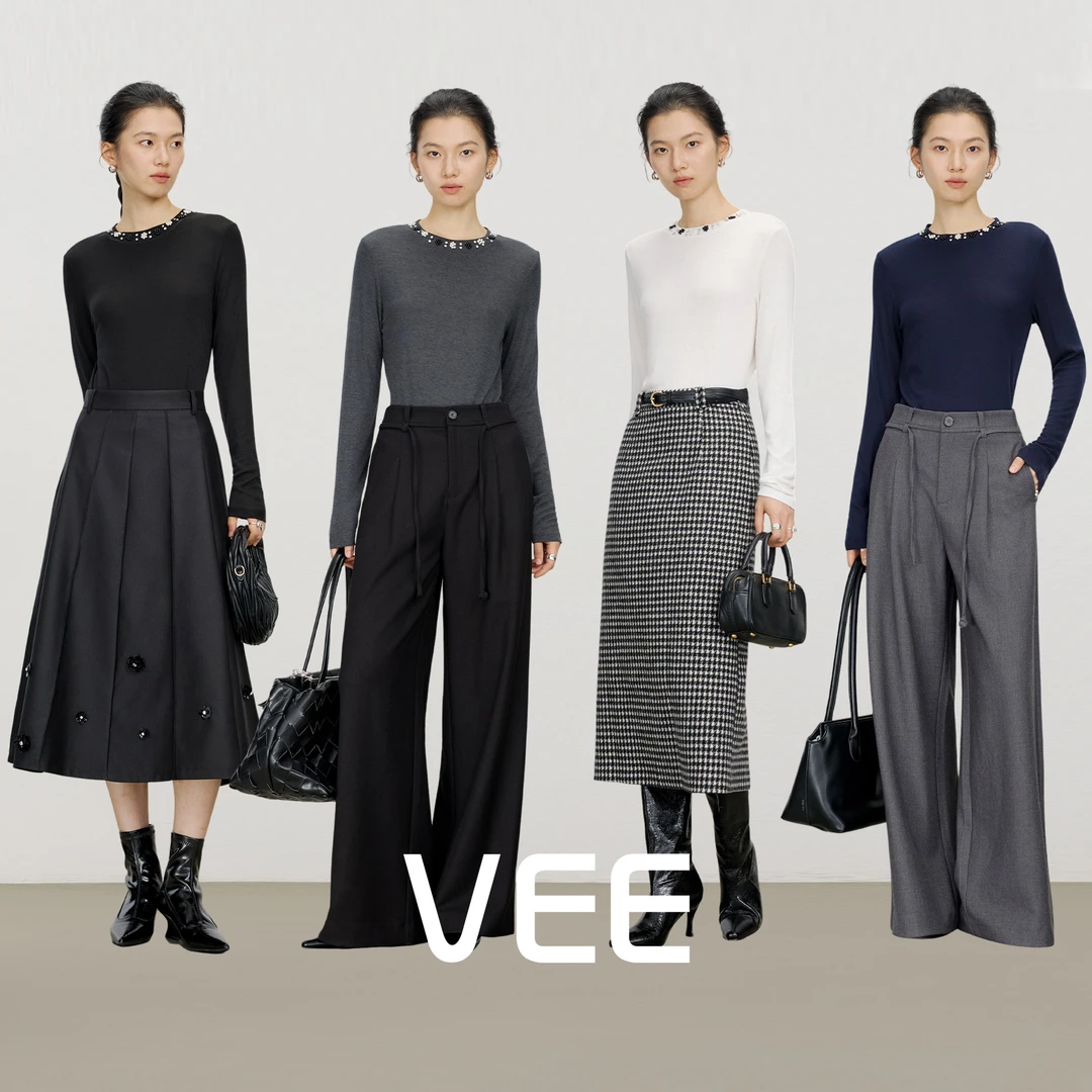 VEE【精致打底衫】气质羊绒打底衫2025新款钉珠弹力内搭长袖上衣女