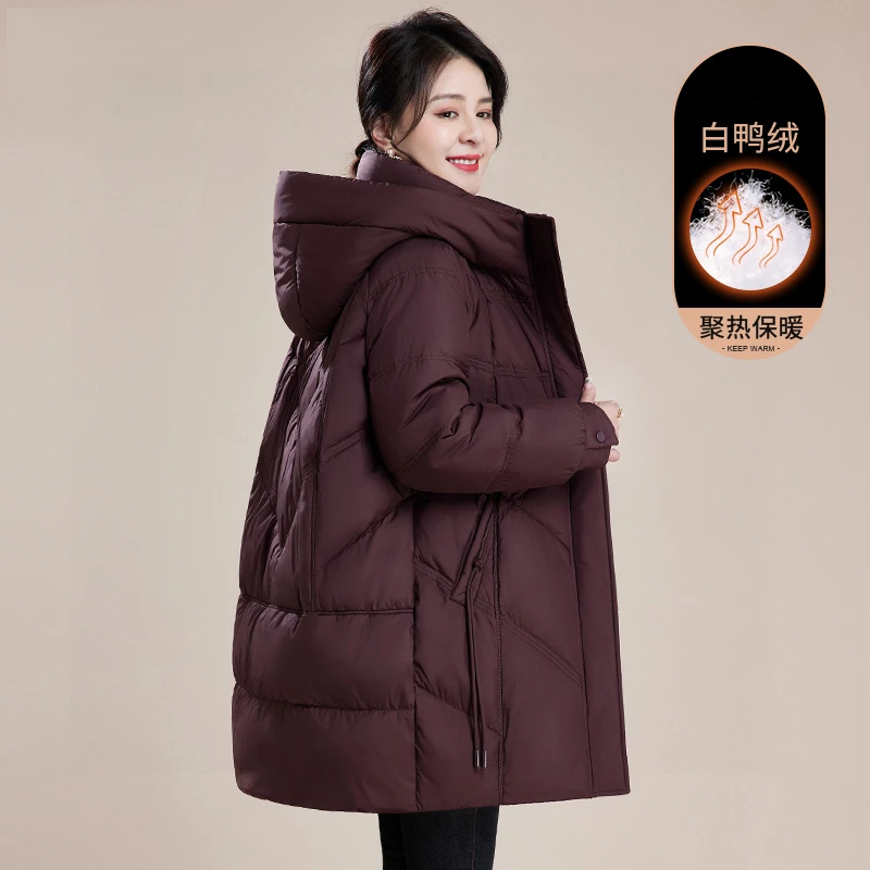 妈妈羽绒服2025新款冬季外套中长款大码中老年秋冬女时尚宽松衣服