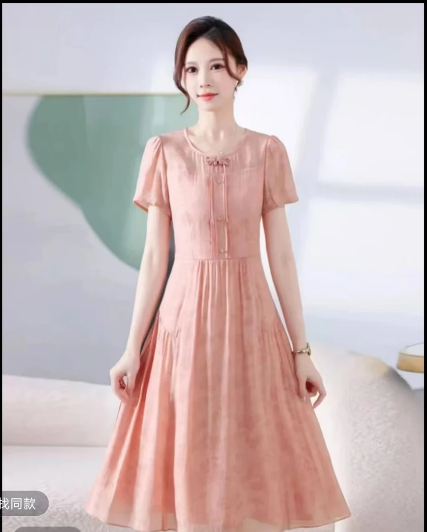 【依帆专属】F187纯色斜襟连衣裙显瘦气质V领时尚收腰夏季不规则裙