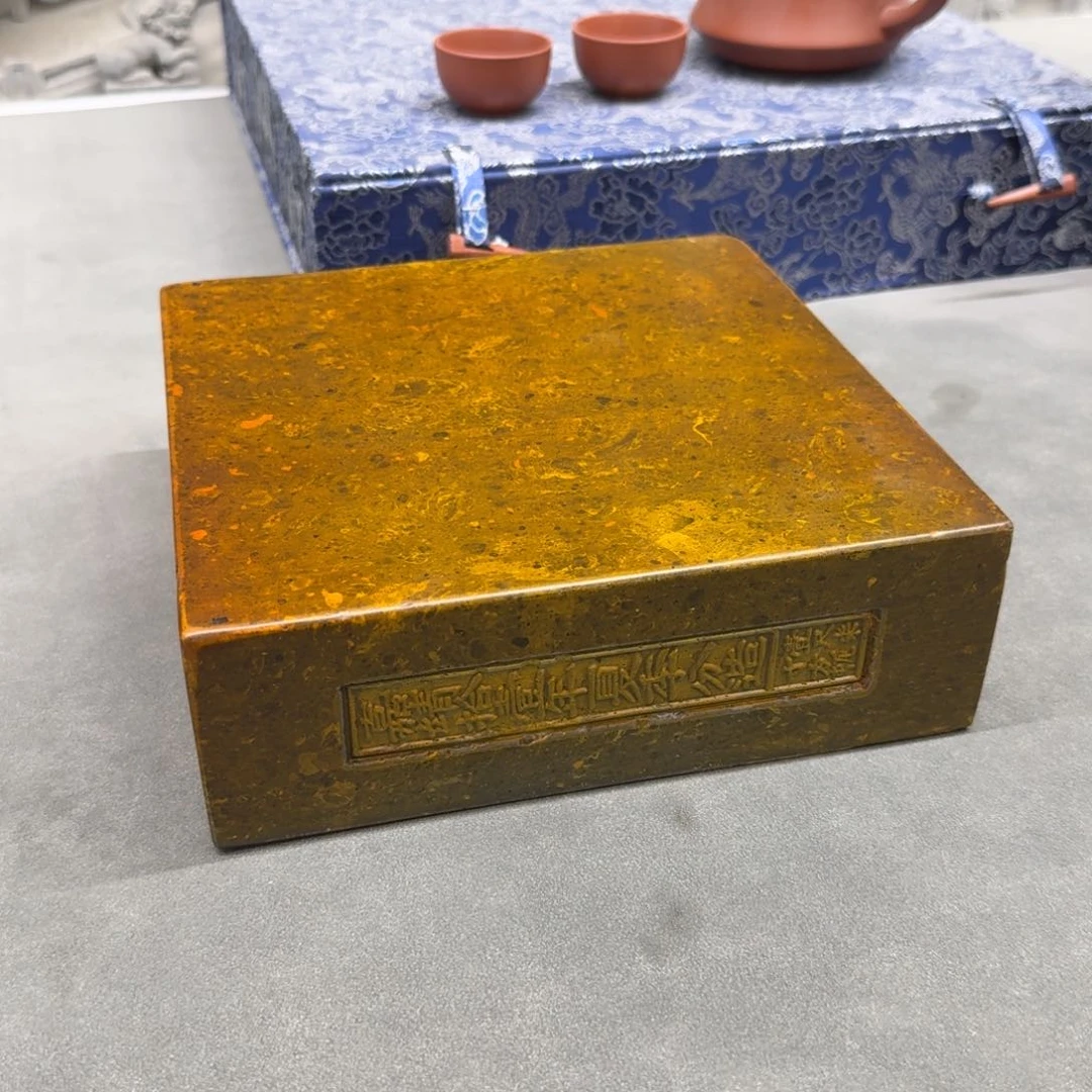 砖雕20x20x6 古铜色 御窑金砖 底座 老料