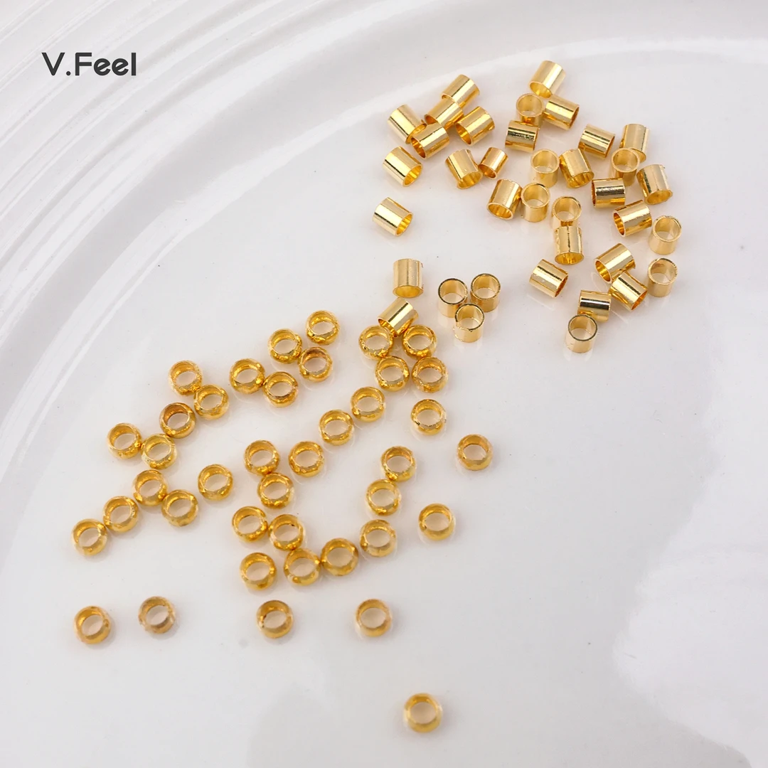 V.FEEL14K电镀定位珠定位管手链项链串珠固定夹扁扣手工饰品配件