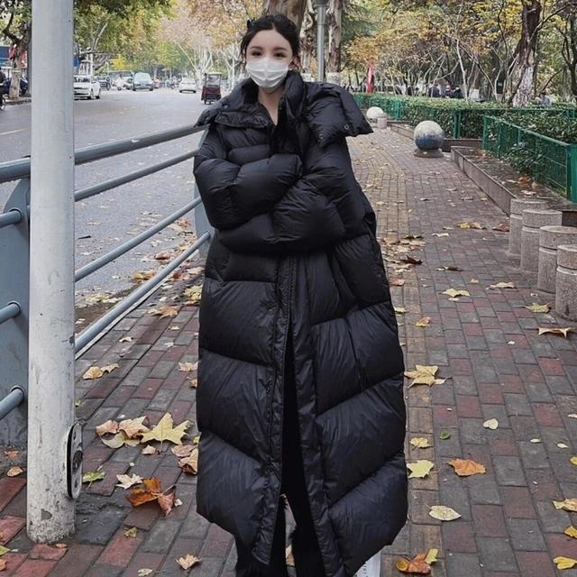 黑色长款90白鸭绒羽绒服女2024冬季新品宽松显瘦设计小众炸街外套