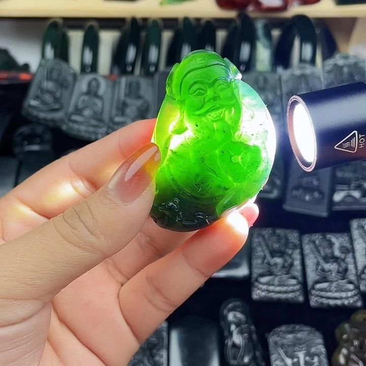 蛇纹石玉未镶嵌挂件泰山玉财神爷