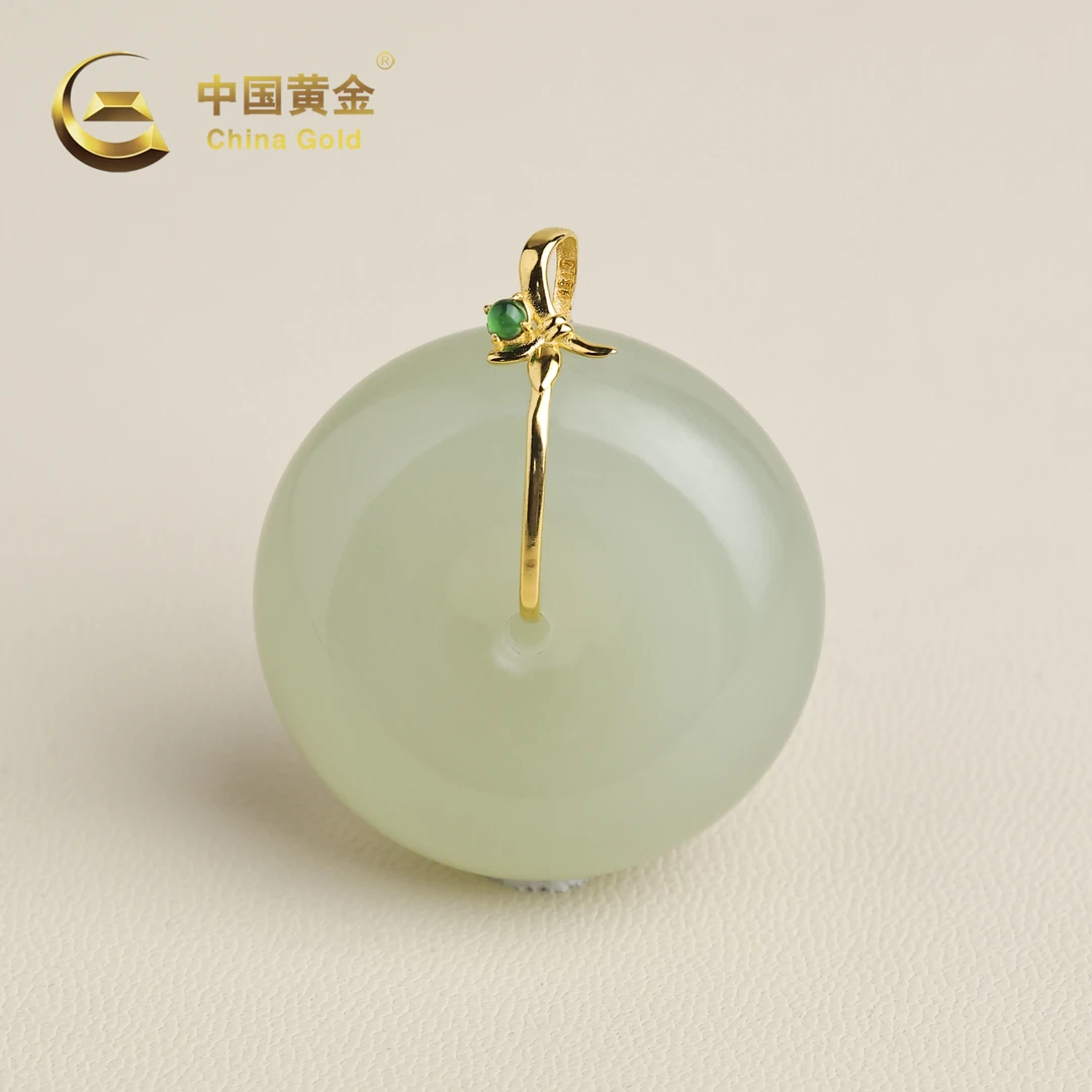【中国黄金】晴安 | 和田玉*吊坠*18K金镶嵌-D11495-Y