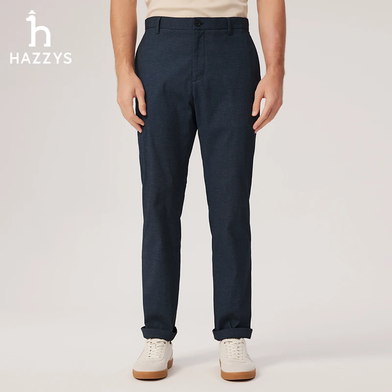 Hazzys哈吉斯春夏长裤中腰休闲裤商务男装裤子男