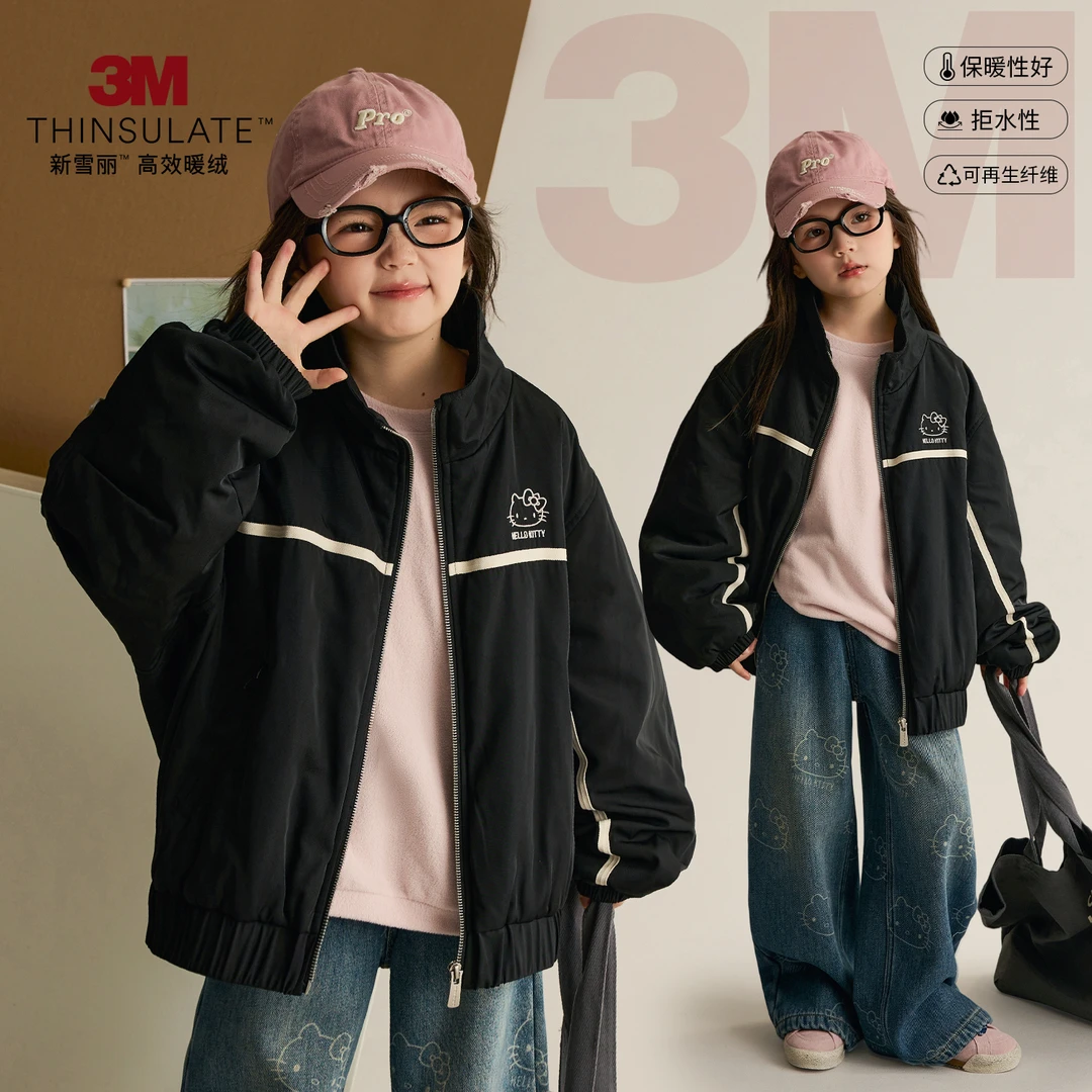辰辰妈【3M猫】女童Kitty猫立领外套使用3M新雪丽棉亲子装8836DH