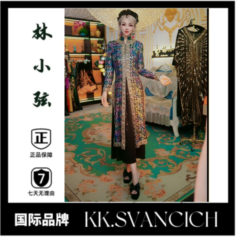 646【小野豹】开叉外套宽松下摆开叉带拉链时尚长袖外套显瘦外套1