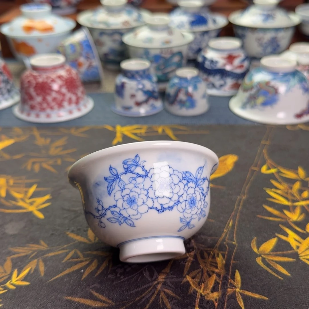 瓷片桃花压手杯一个