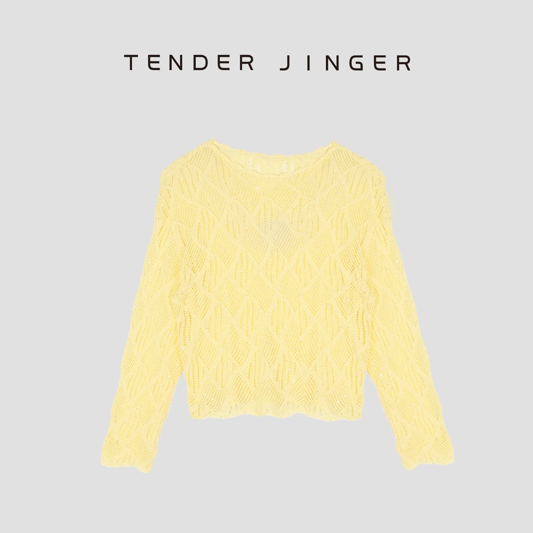 Tender Jinger【专柜】镂空气质亮片针织衫T52BBS30543