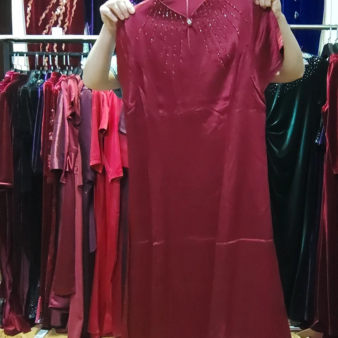 品牌枣红色重工短款改良旗袍裙l码105斤左右