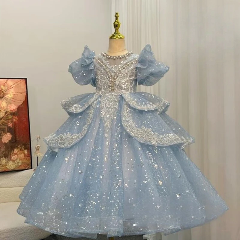 女童高端轻奢小众礼服儿童夏季新款重工公主裙花童婚礼走精致裙子