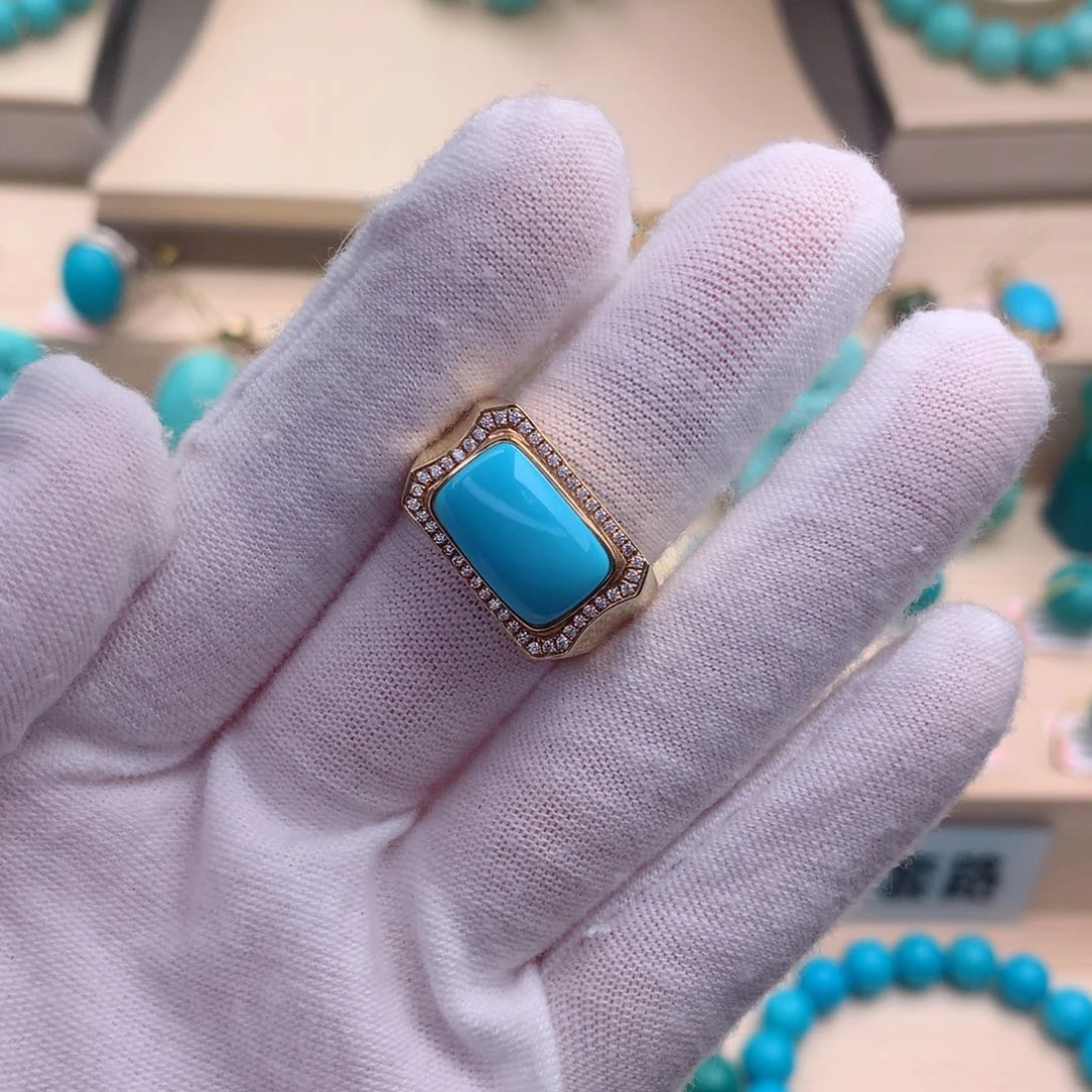 绿松石珠宝奇石18K金镶嵌