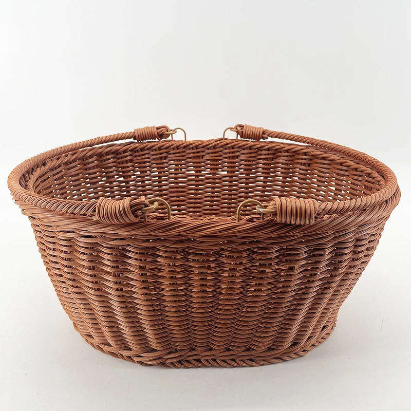 A015旦形棕色无盖手提篮居家收纳篮大号送天鹅A142
