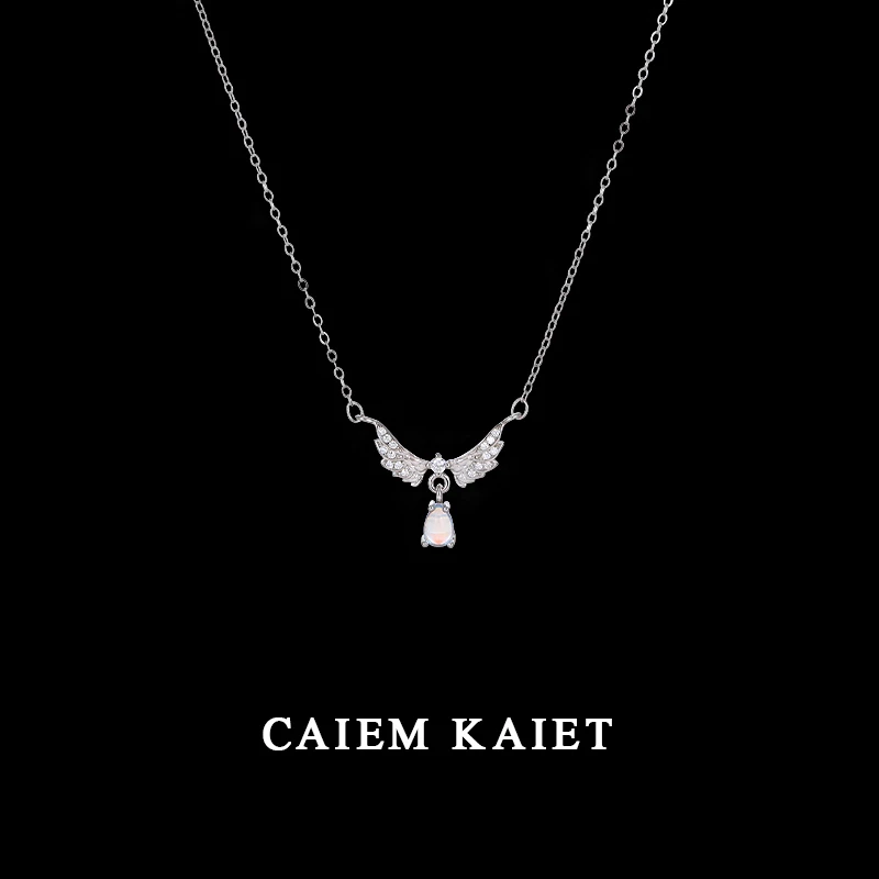 CAIEM KAIET 链子925银 天使之翼纯银项链女轻奢设计感时尚锁骨链