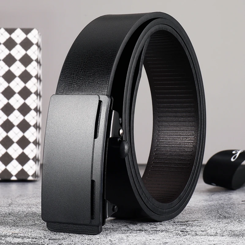 男士皮带真皮打孔内穿牛皮腰带商务中年轻人无牙自动扣裤带韩版潮