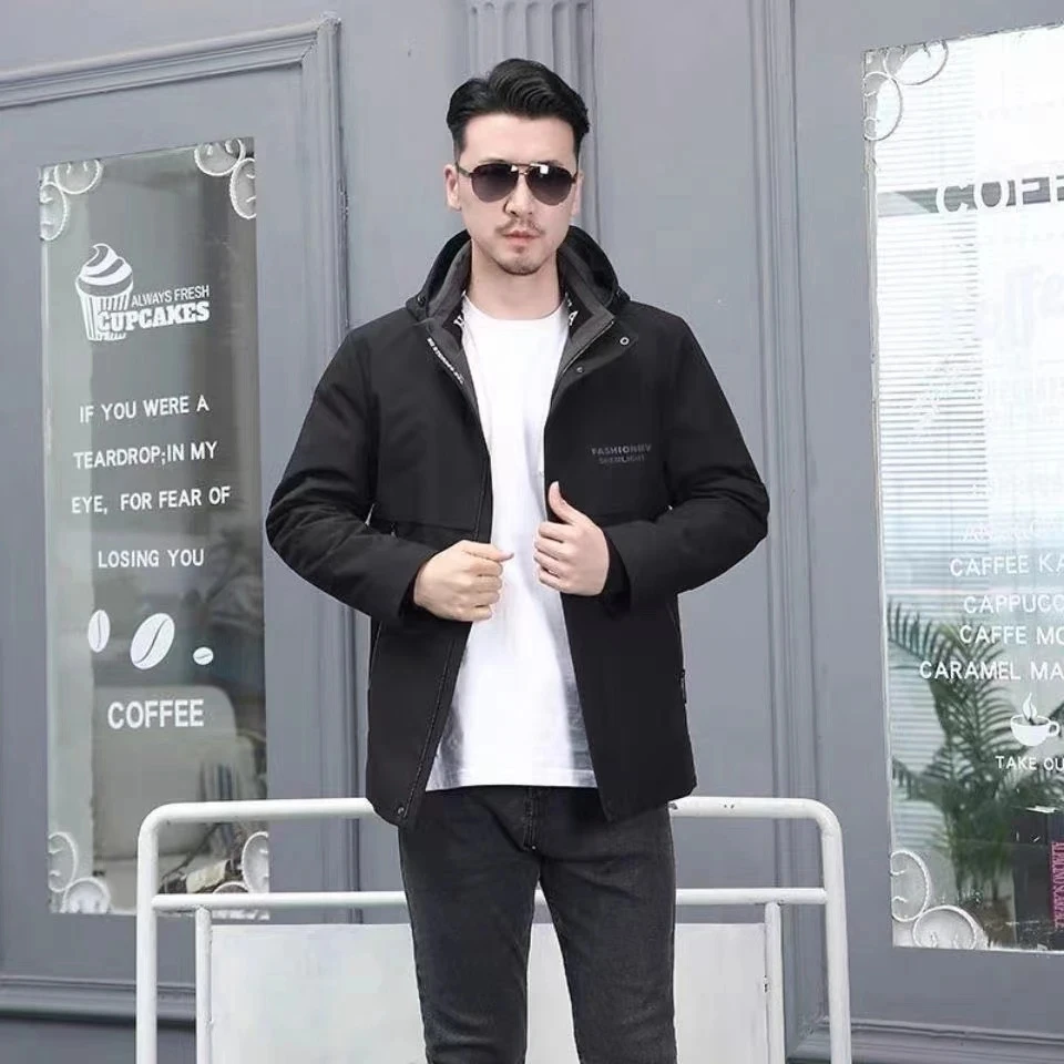 男士派克服可脱卸内胆冬季保暖防寒舒适棉服外套