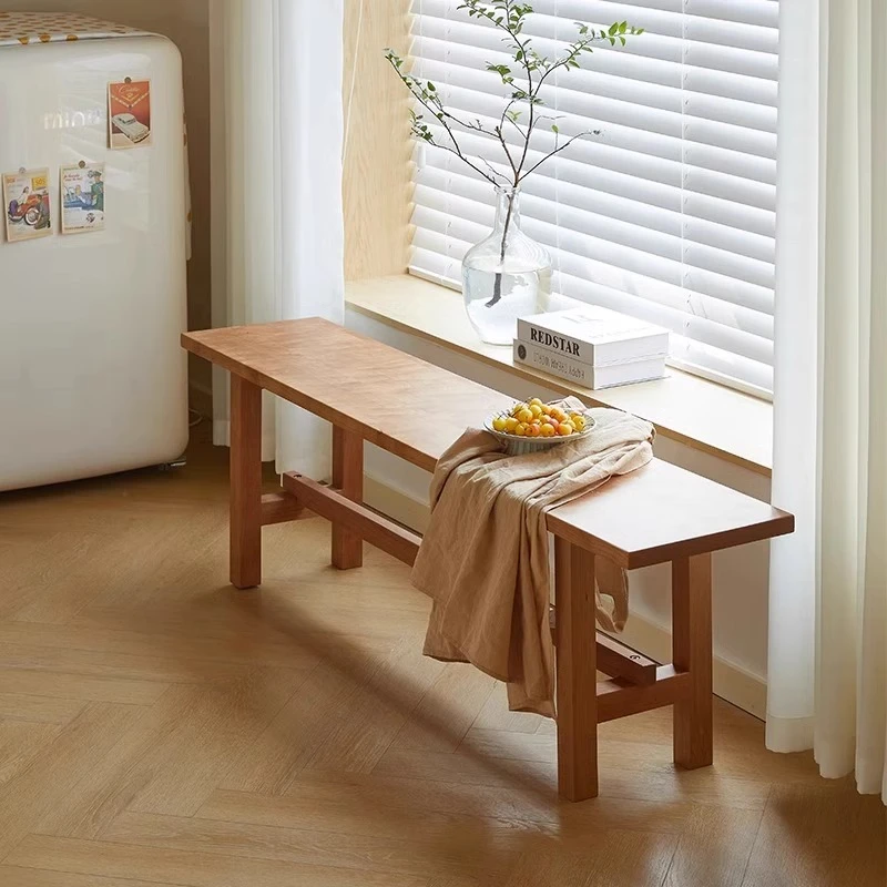 北欧实木樱桃木长条凳家用简约日式门口换鞋凳床尾凳实木长凳子
