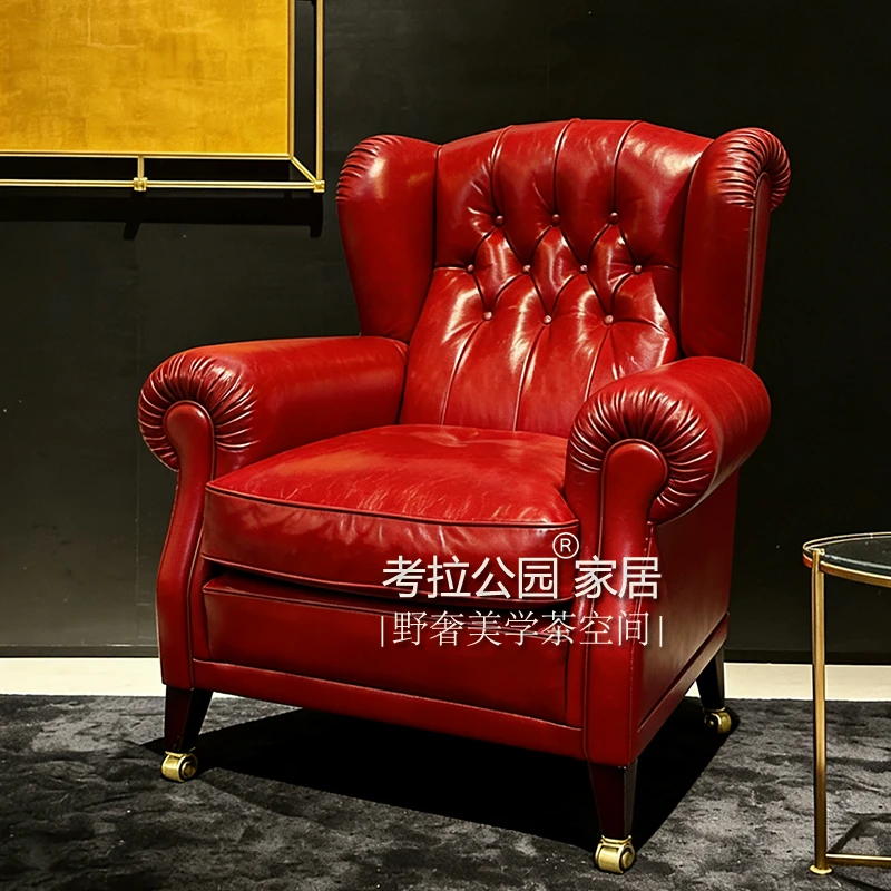 名椅之家 1号1919雪茄椅 真皮单人椅 茶空间休闲椅 中古复古单椅