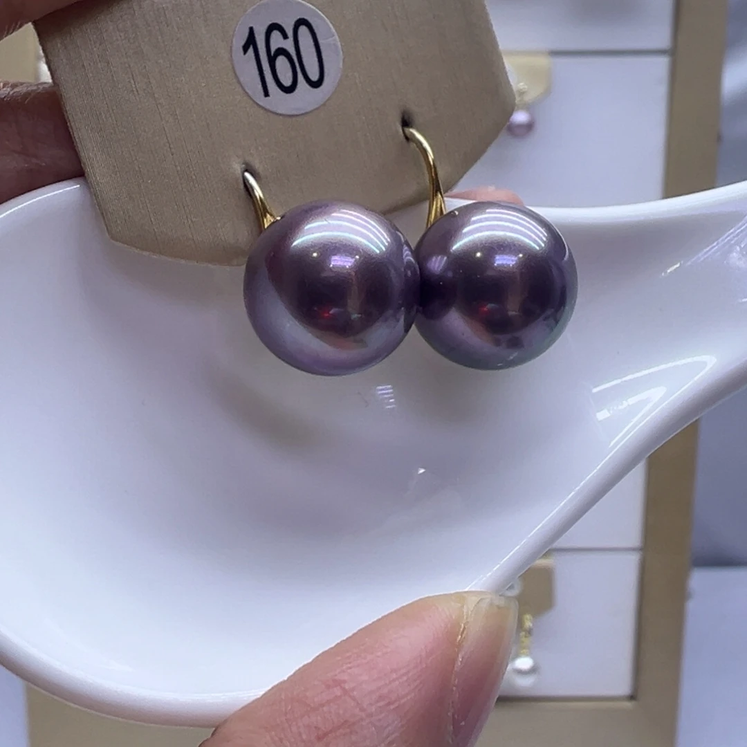 淡水珍珠银S925镶嵌耳饰