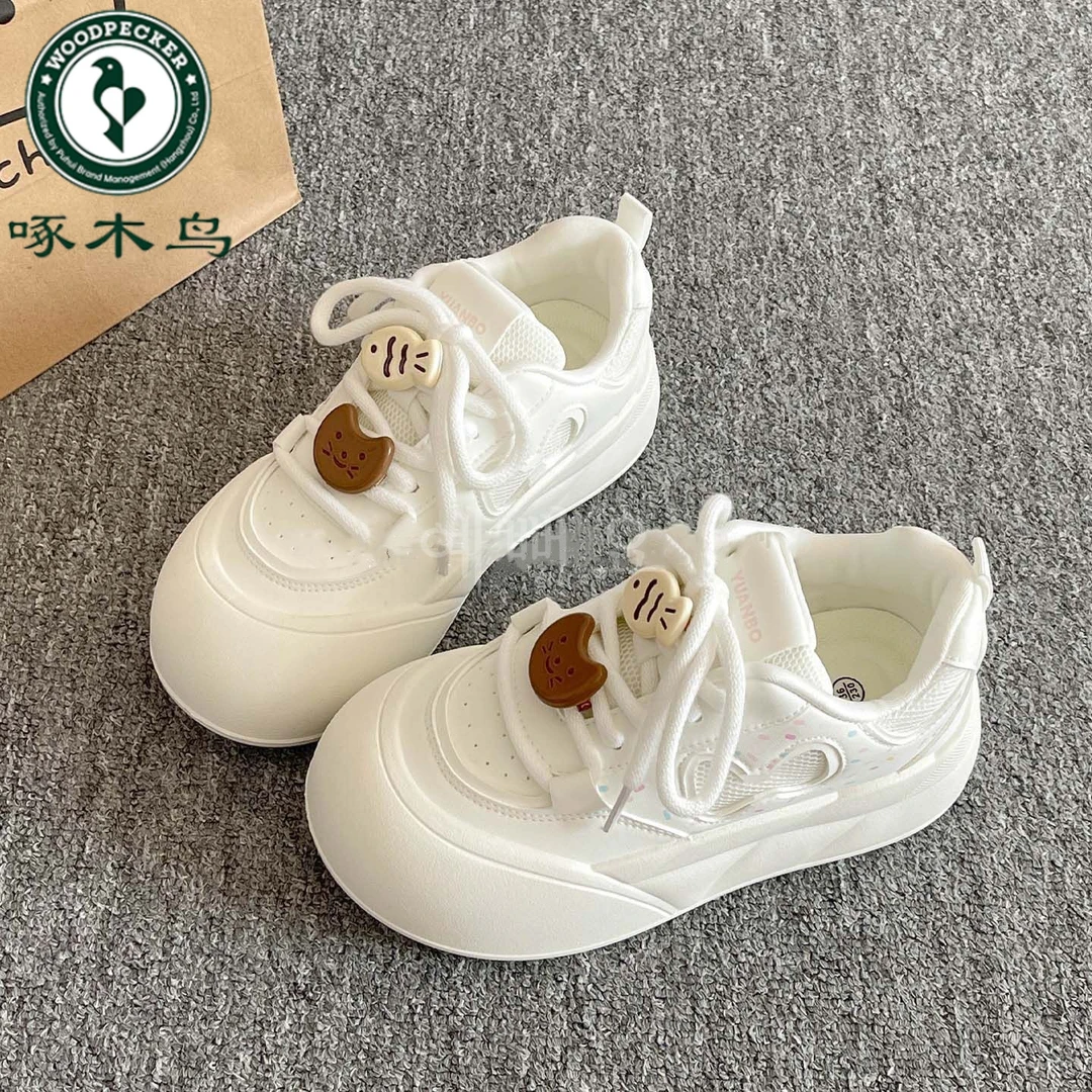 啄木鸟小众不撞款板鞋女款2025新款夏季透气厚底小白鞋面包鞋子