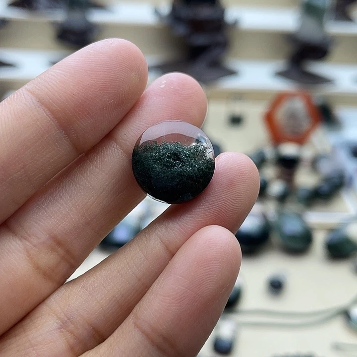 未镶嵌颈饰水晶绿幽灵聚宝盆圆牌定制