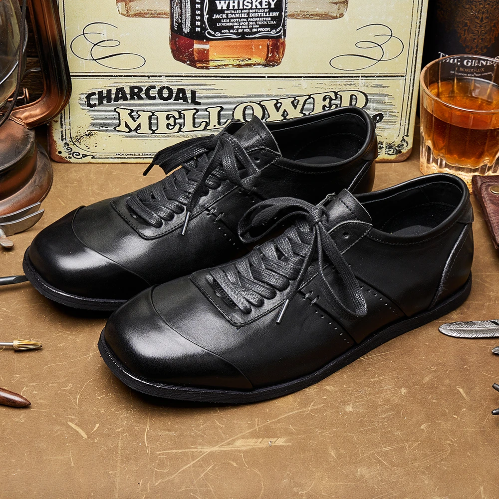 德训鞋男真皮牛皮水洗日系复古透气轻便潮时尚百搭舒适休闲鞋E327