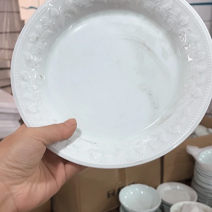 瓷片青瓷灼华八英寸深盘四个微瑕包邮