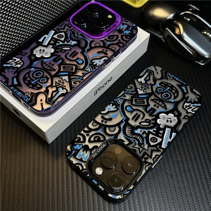 创意涂鸦适用iPhone16手机壳苹果15创意14Promax保护套13磨砂防摔