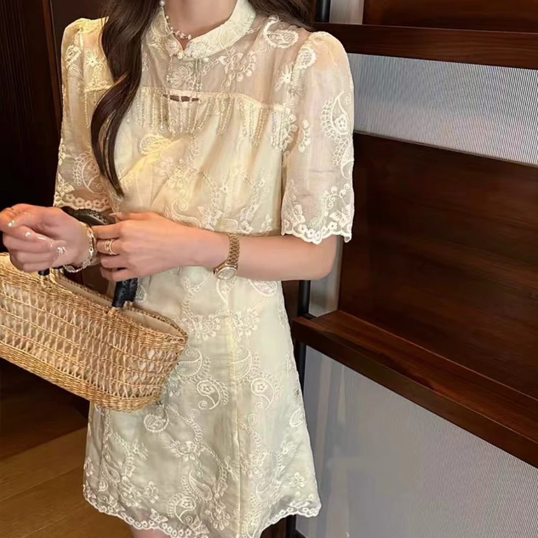 【海南简爱】新国风流苏盘扣重工刺绣连衣裙58275