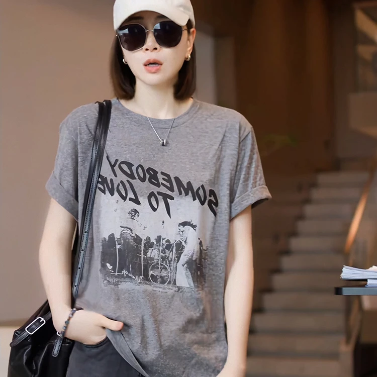 2025超火女装减龄短袖年恤新款欧货女大牌轻奢t宽松上衣夏季洋气