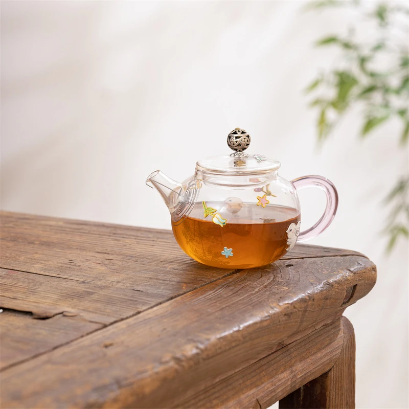 蜂鸟工坊 玻璃器 粉红把镂空钮掐丝兔子小壶 兔玻璃 壶 WCBL216