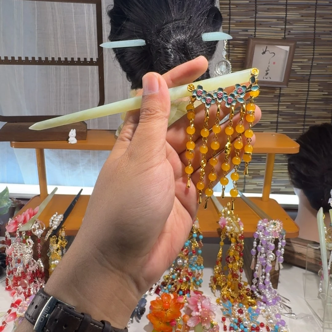 蛇纹石玉合金发饰