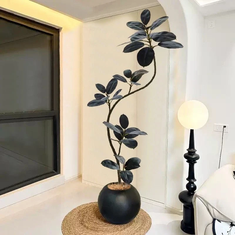 黑金刚橡皮树仿真绿植室内沙发旁假植物仿生盆栽大型客厅装饰摆件