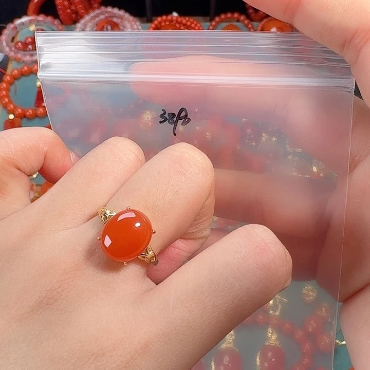 南红玛瑙银S925镶嵌戒指