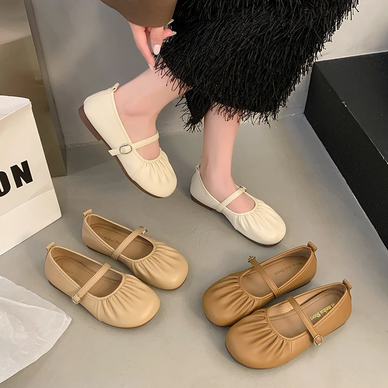 【金喜】晚晚风优雅软底复古法式平底温柔浅口单鞋百搭奶奶鞋春季