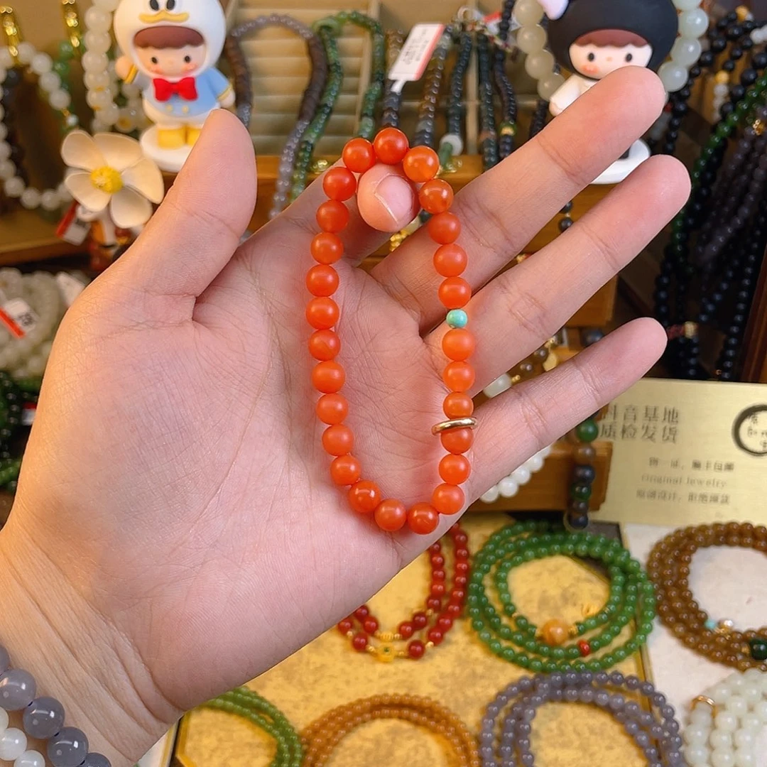 南红玛瑙单圈手串未镶嵌