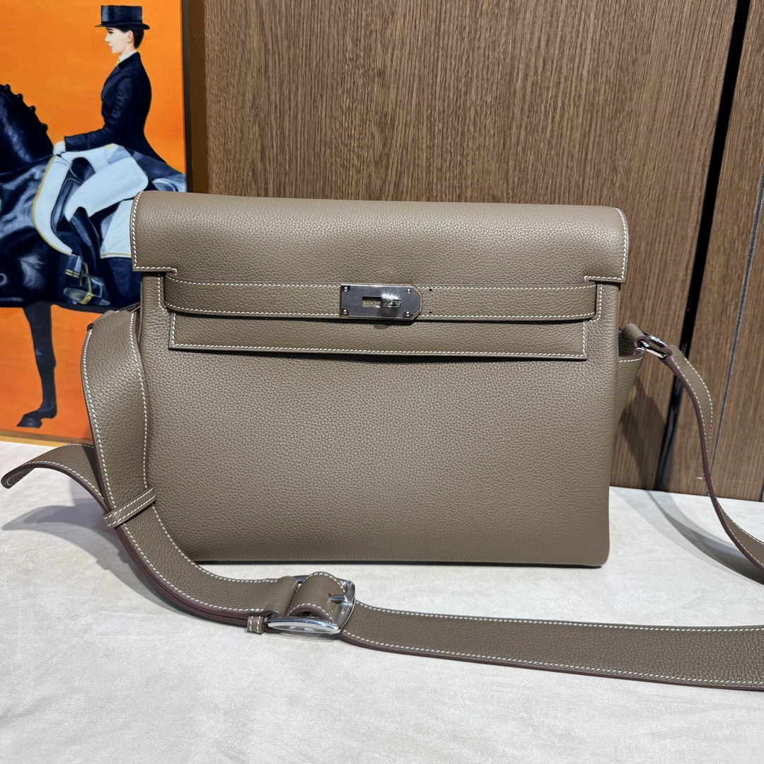 绅逸高定（kelly27cm32cm邮差包）全手工蜡线 小牛皮单肩休闲斜挎包