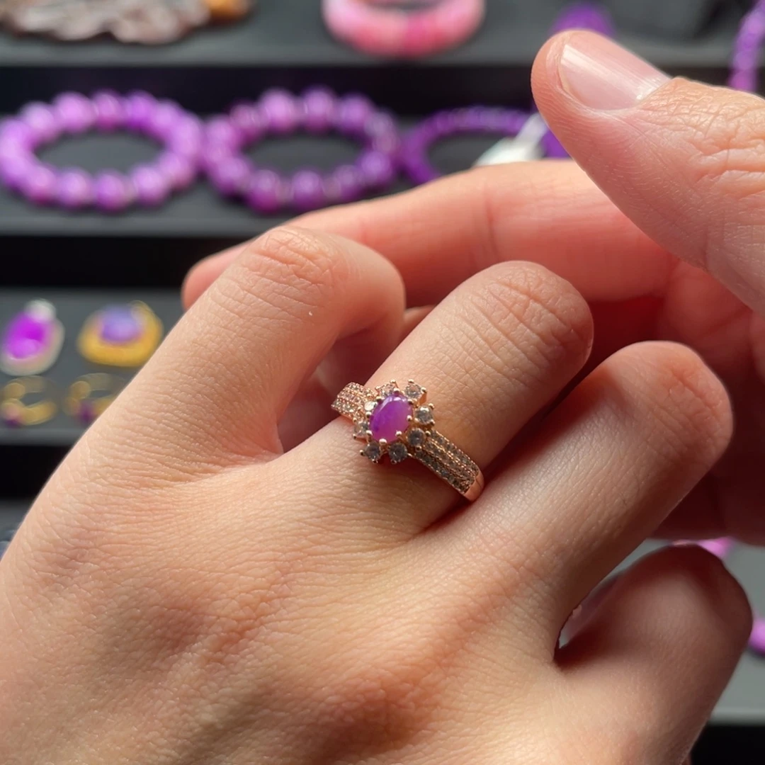 苏纪石（舒俱来）银S925镀金镶嵌戒指