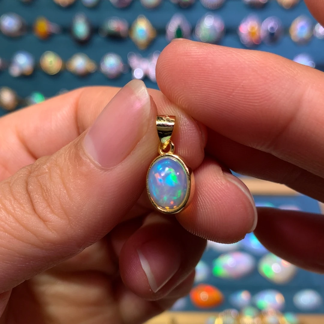 欧泊银S925镶嵌吊坠款