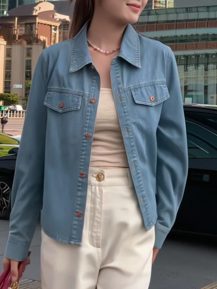 春季新款长袖休闲百搭翻领复古小众设计感衬衫LK2501418