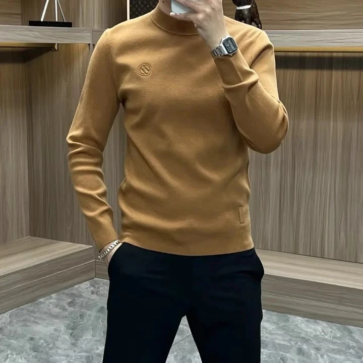 轻奢男装欧洲站中领运动衫男2025新款春秋季时尚修身针织长袖上衣