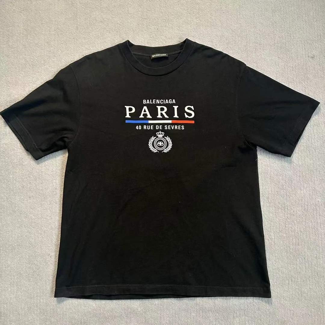 全新未使用 Balenciaga/巴黎世家 黑色字母刺绣LOGO短袖/M码/