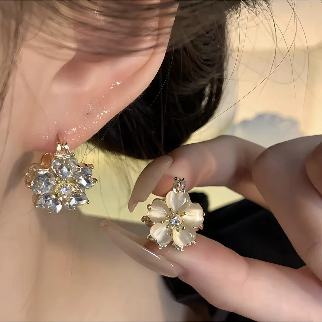 铜合金陶瓷耳饰 合金2024新款爆款小众韩国高级感耳环女冷淡风气