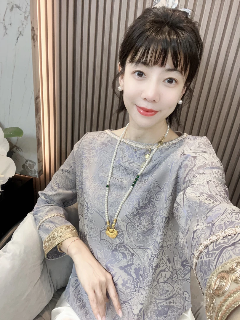 【紫茉】新中式国风如意小葫芦压襟一字领时尚气质春夏小衫上衣