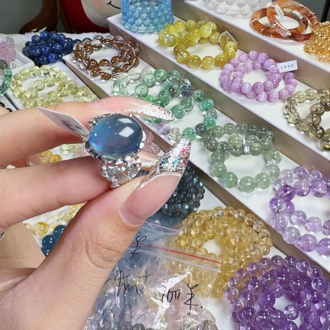 水晶手链未镶嵌?**?海蓝宝戒指